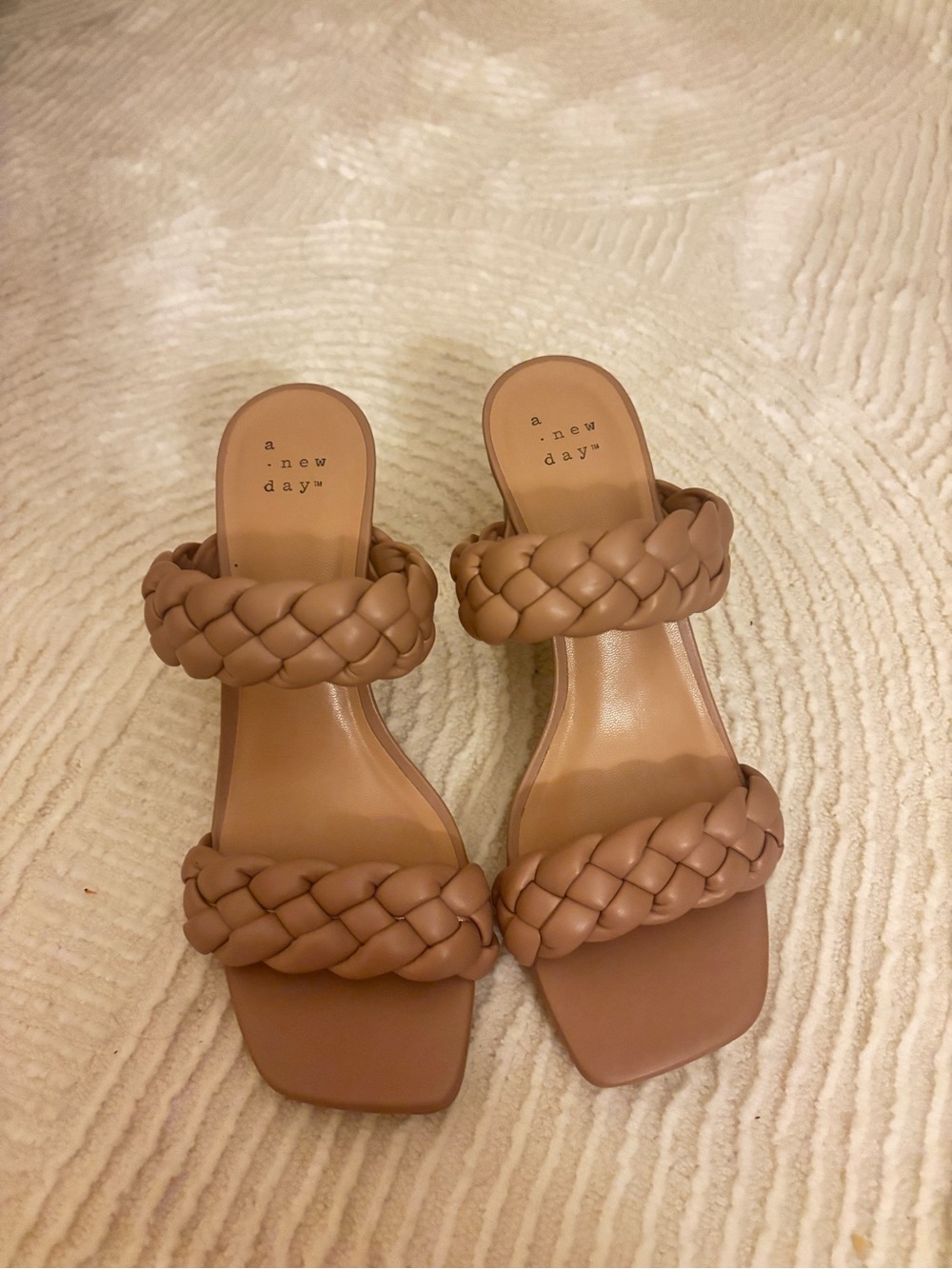 A New Day Braided Tan Slide Mules